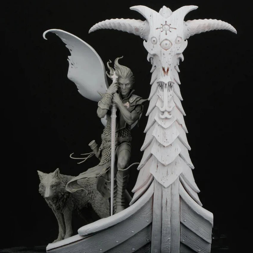 1/24 Winged Demon with Staff, Resin Model Figure Kit, Fantasy Theme, Unassembled and Unpainted