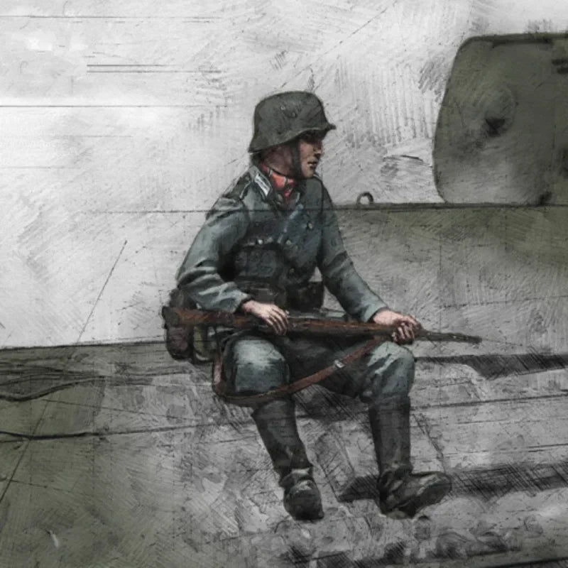 1/35 WWII German Infantry Defending Fortifications, 2 Figures, Resin Model Figure Kit, Unassembled and Unpainted