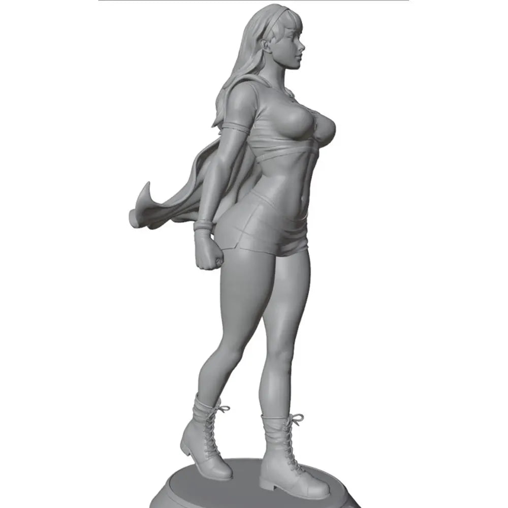 1/24 Female Warrior with Flowing Hair and Curved Blade, Resin Model Figure Kit, Unassembled and Unpainted