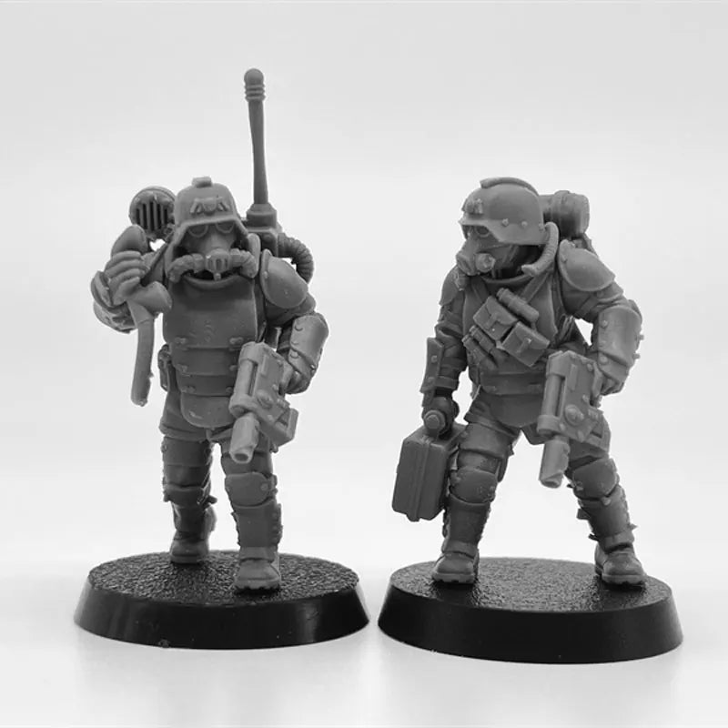 28mm Grim Guard Ironclads, 18 Figures, Resin Model Figure Kit, Sci-Fi Theme, Unassembled and Unpainted