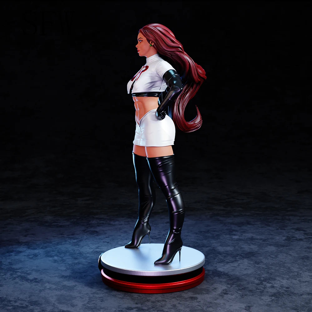 1/24 Modern Pin-Up in White Top and Black Thigh Boots, Resin Model Figure Kit, Unassembled and Unpainted