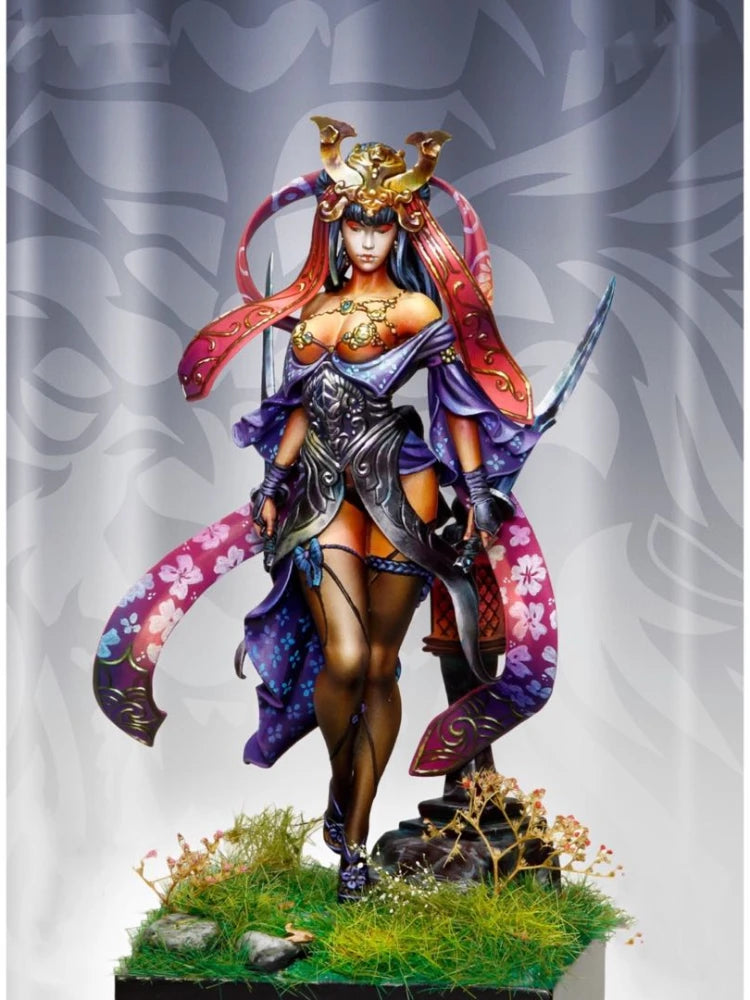 75mm Female Armored Warrior, Resin Model Figure Kit, Fantasy Theme, Unassembled and Unpainted