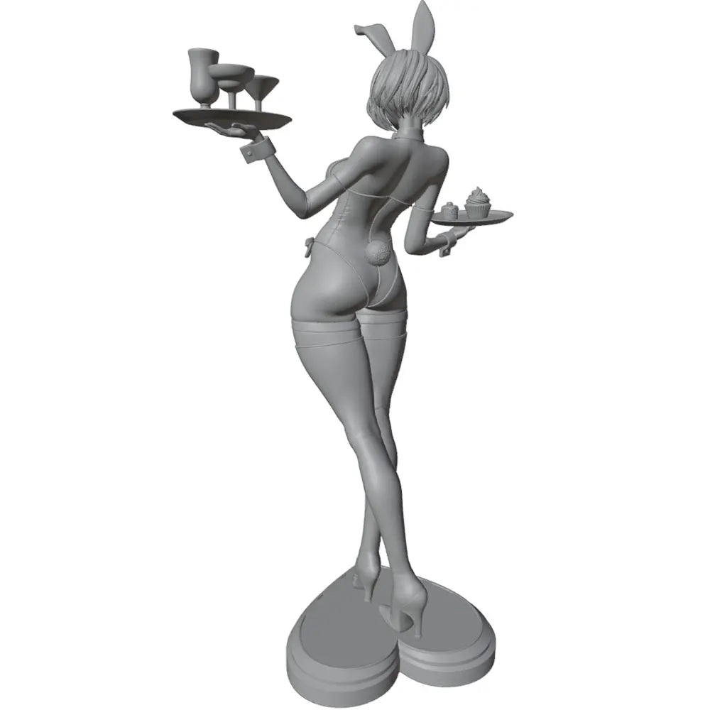 1/24 Bunny Waitress with Serving Trays, Resin Model Figure Kit, Anime Theme, Unassembled and Unpainted