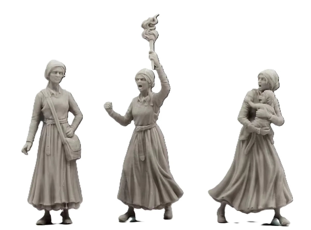1/35 Historical Civilian Women, 3 Figures, Resin Model Figure Kit, Historical Theme, Unassembled and Unpainted