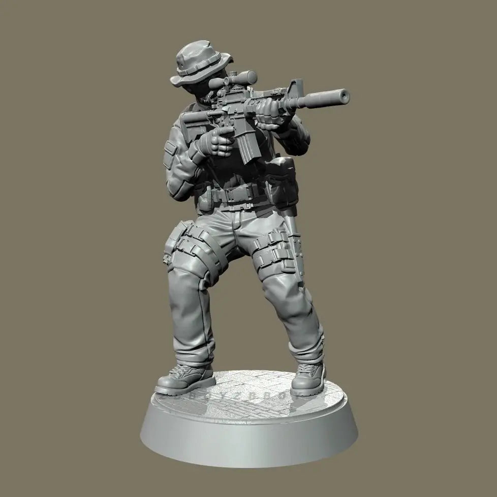 50mm Modern Special Forces Soldier, 3 Figures, Resin Model Figure Kit, Unassembled and Unpainted