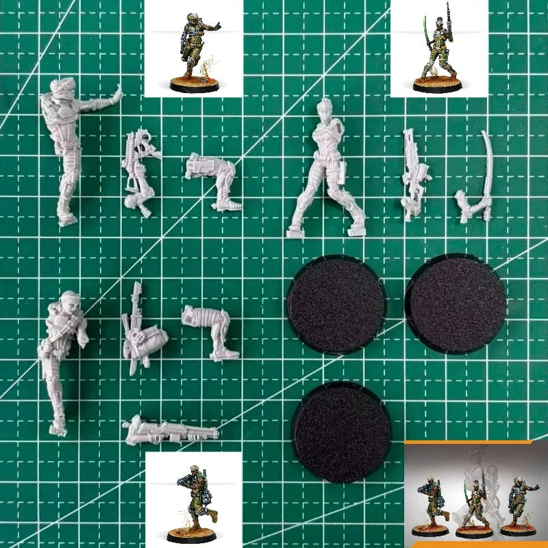 28mm Modern Tactical Soldiers Combat Set, 14 Figures, Resin Model Figure Kit, Unassembled and Unpainted