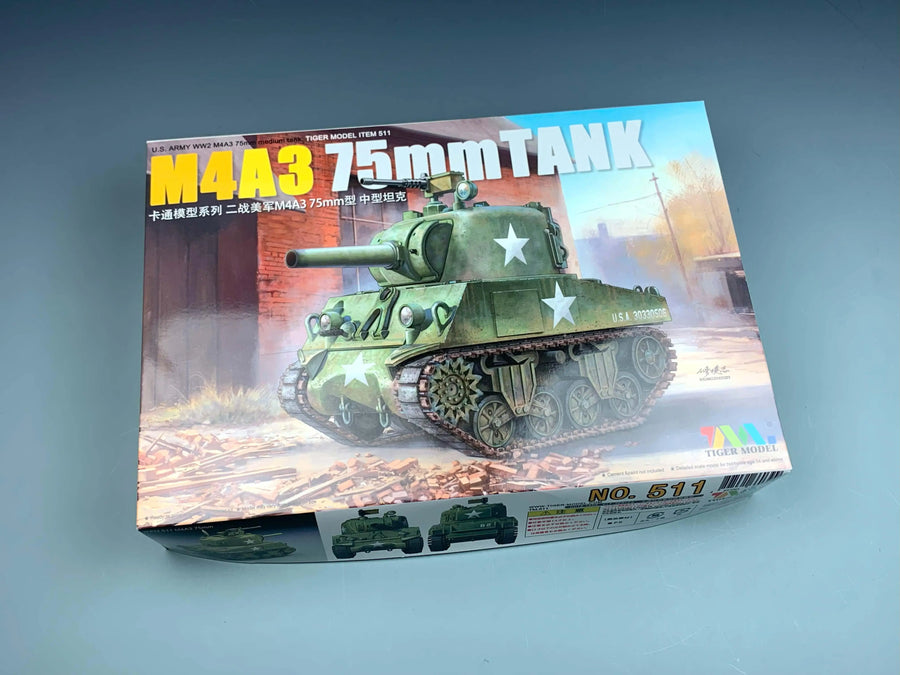 Tiger Model 511 ARMY WW2 M4A3 75Mm Medium Tank Plastic Model