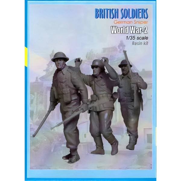 1/35 WWI German & British Soldiers, 3 Figures, Resin Model Figure Kit, Unassembled and Unpainted