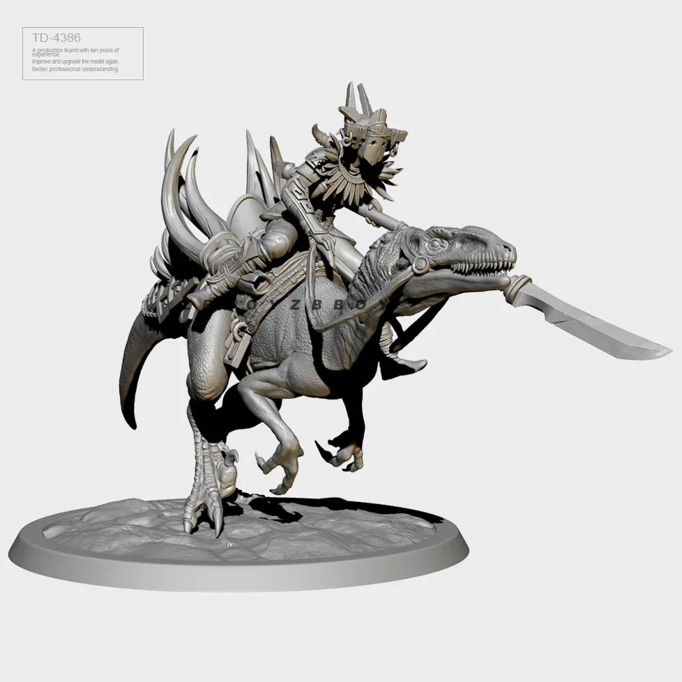 50mm Dragon-Mounted Armored Warrior, Resin Model Figure Kit, Fantasy Theme, Unassembled and Unpainted