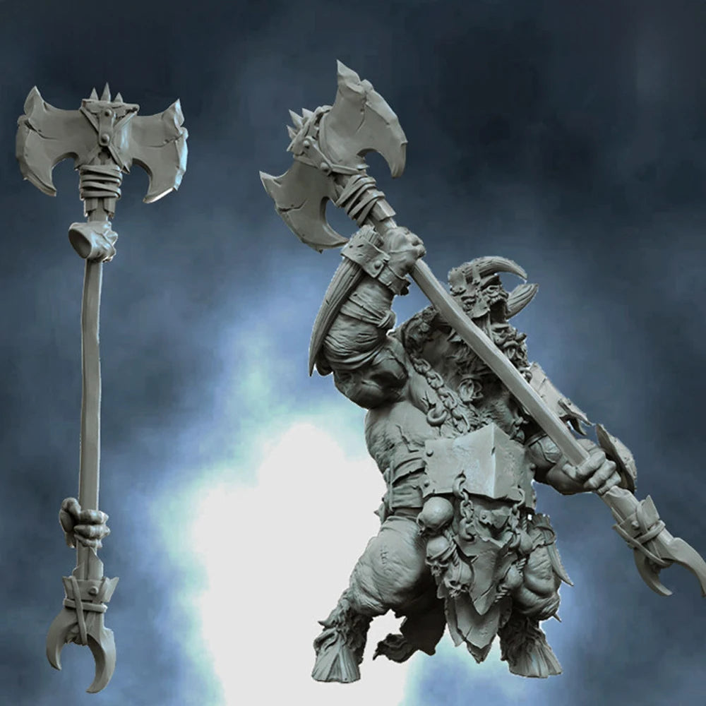 55mm Armored Minotaur with Halberd, Resin Model Figure Kit, Fantasy Theme, Unassembled and Unpainted