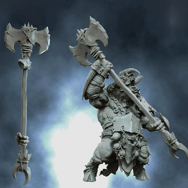 55mm Armored Minotaur with Halberd, Resin Model Figure Kit, Fantasy Theme, Unassembled and Unpainted