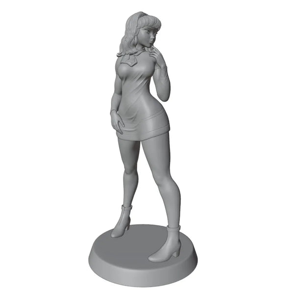 1/24 Standing Pin-up in Short Dress, Resin Model Figure Kit, Unassembled and Unpainted