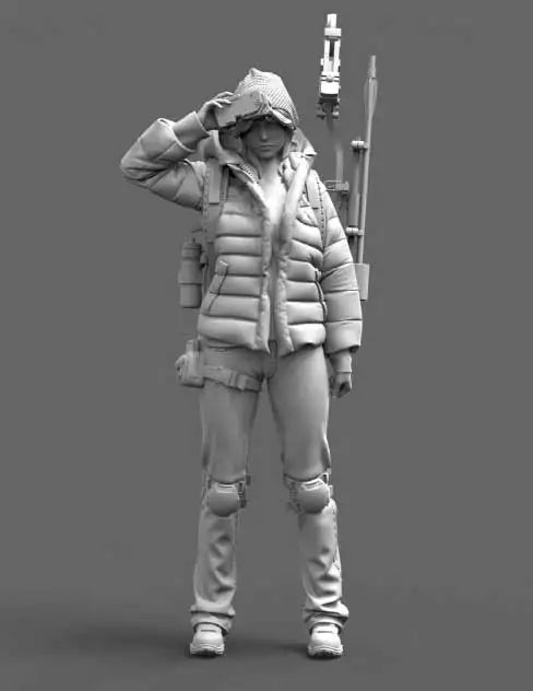 1/35 Female Archer in Tactical Winter Gear, Resin Model Figure Kit, Fantasy Theme, Unassembled and Unpainted