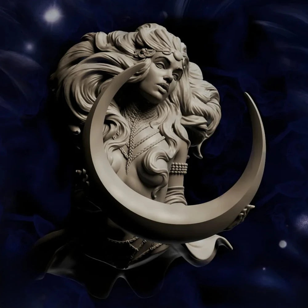 1/10 Moonlight Queen God of the Moon, Resin Model Bust Kit, Fantasy Theme, Unassembled and Unpainted