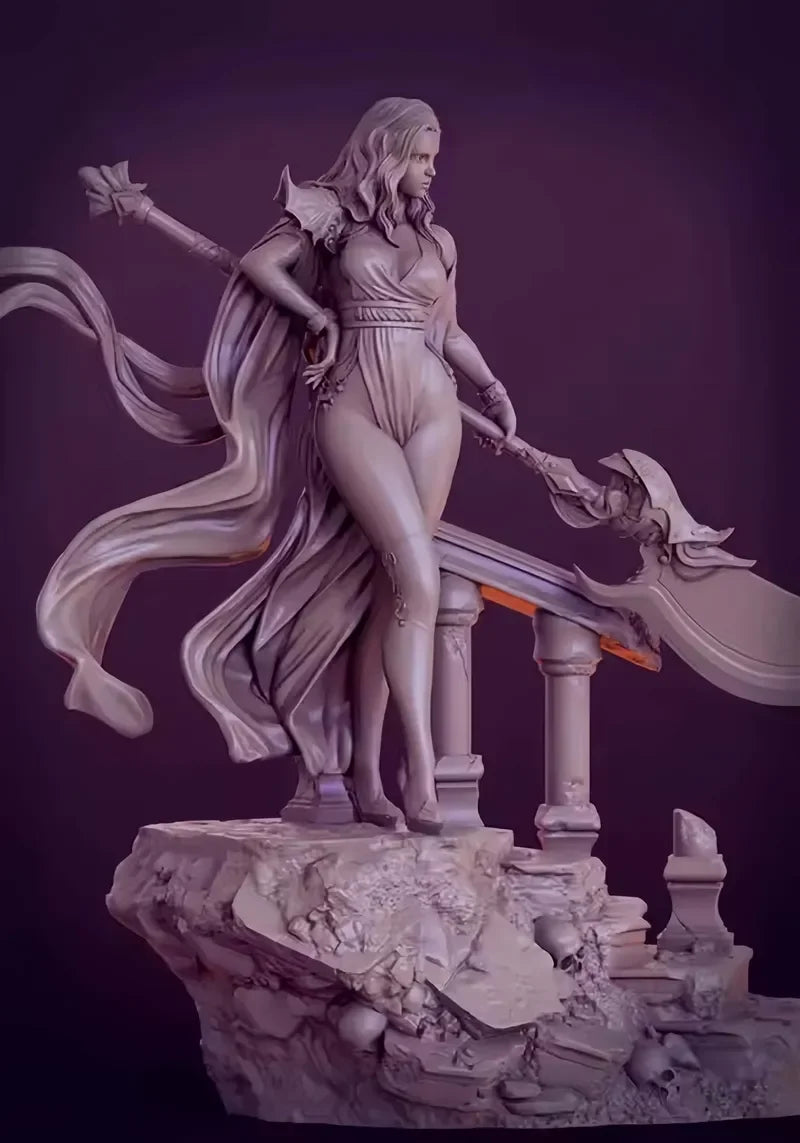 70mm Female Warrior, Resin Model Figure Kit, Fantasy Theme, Unassembled and Unpainted