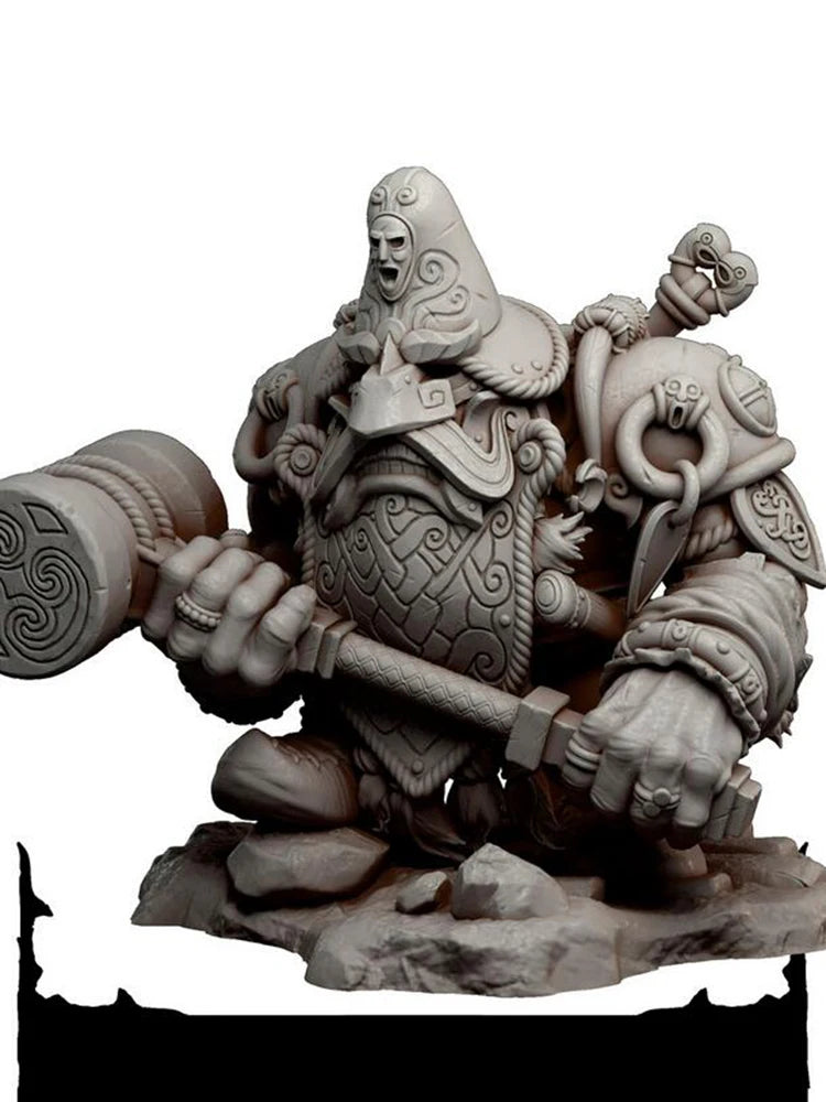 60mm Dwarf Warrior with Celtic Shield, Resin Model Figure Kit, Fantasy Theme, Unassembled and Unpainted