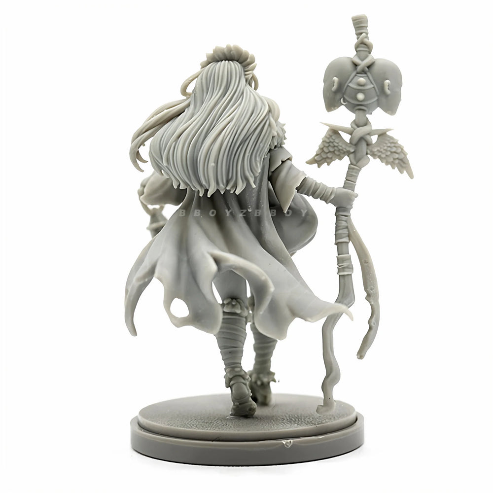 38mm Pink-Haired Sorceress with Lantern and Demons, Resin Model Figure Kit, Fantasy Theme, Unassembled and Unpainted
