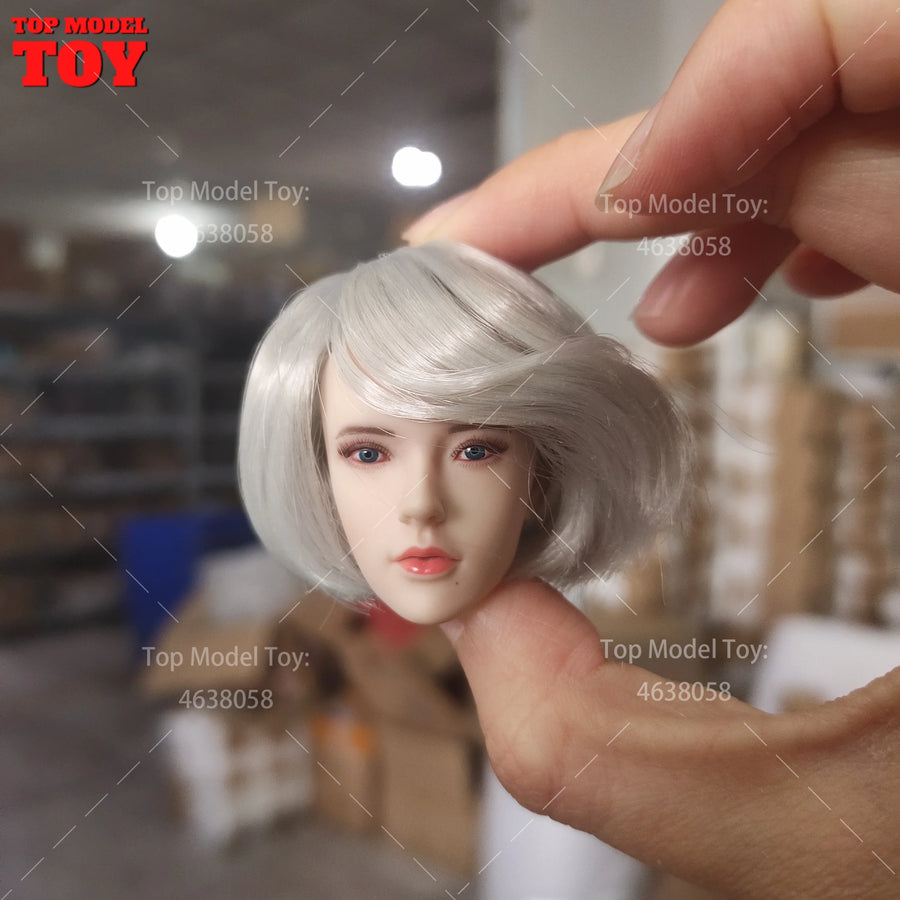 SET017 1/6 Scale Nier 2B Gir Head Sculpt with Blindfold Hair Band Model Fit 12'' Female Soldier Action Figure Body Dolls Toy