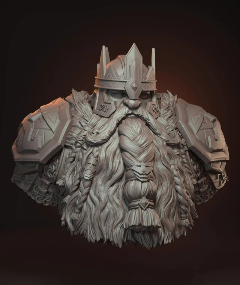 1/12 Medieval Dwarf King with Ornate Braided Beard, Resin Model Bust Kit, Unassembled and Unpainted