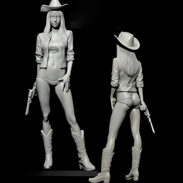 1/12 Western Cowboy Girl, Resin Model Figure Kit, Unassembled and Unpainted
