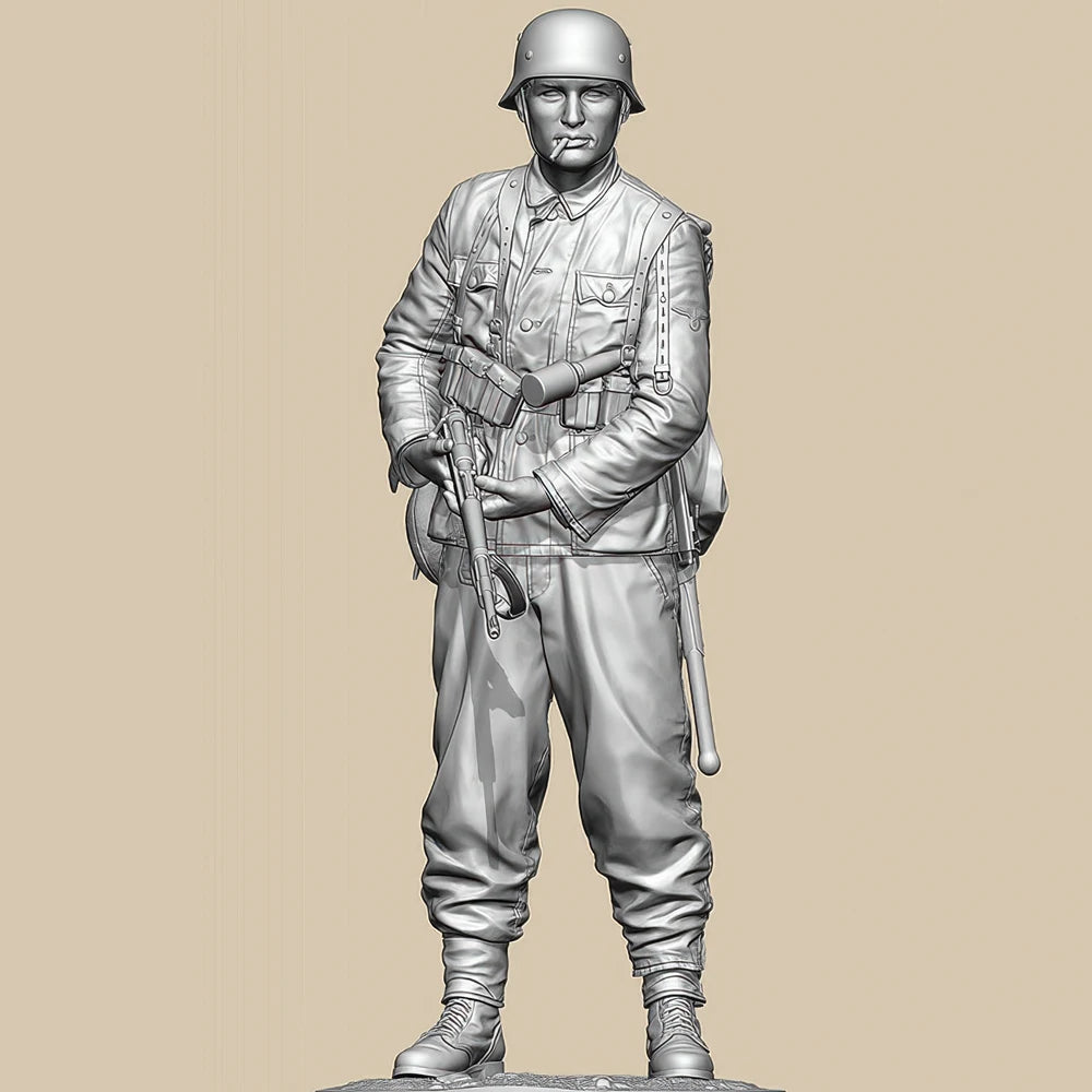 1/16 WWI German Infantryman at Attention with Rifle, Resin Model Figure Kit, Unassembled and Unpainted