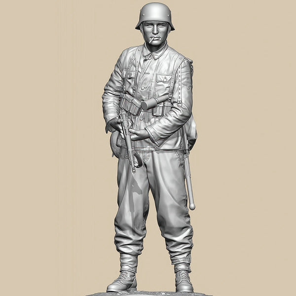 1/16 WWI German Infantryman at Attention with Rifle, Resin Model Figure Kit, Unassembled and Unpainted