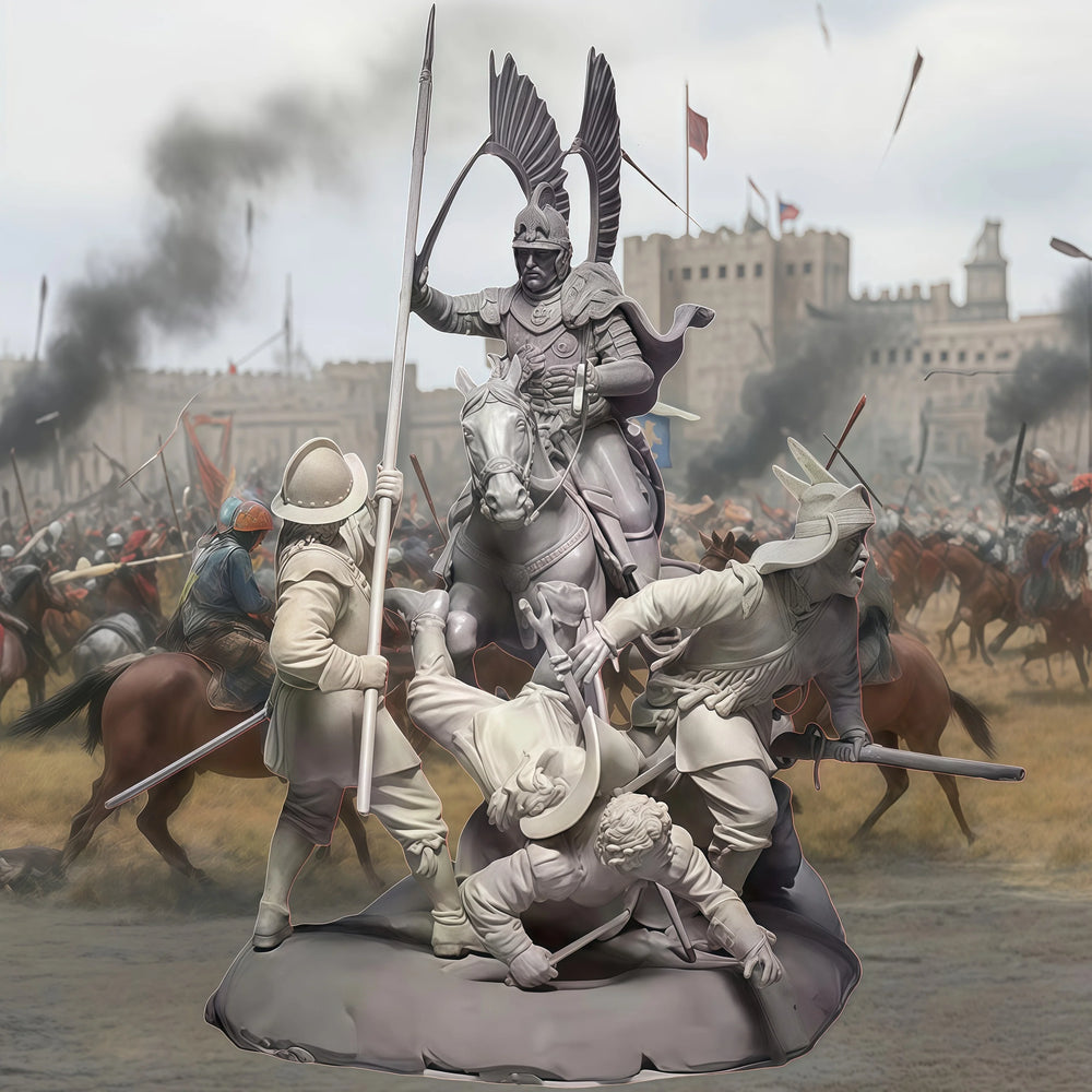 1/35 Medieval European Cavalry Battle, 4 Figures, Resin Model Diorama Kit, Unassembled and Unpainted