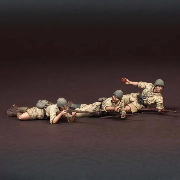 1/35 WWII Soldiers Prone, 3 Figures, Resin Model Figure Kit, Unassembled and Unpainted