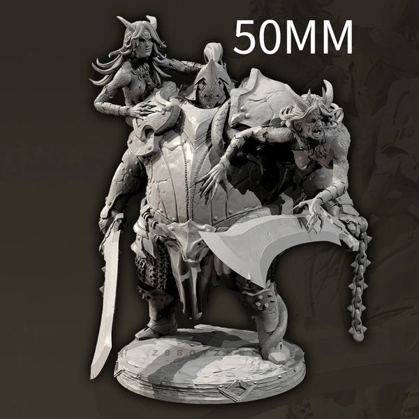 75mm Witch on Beast, Resin Model Figure Kit, Fantasy Theme, Unassembled and Unpainted