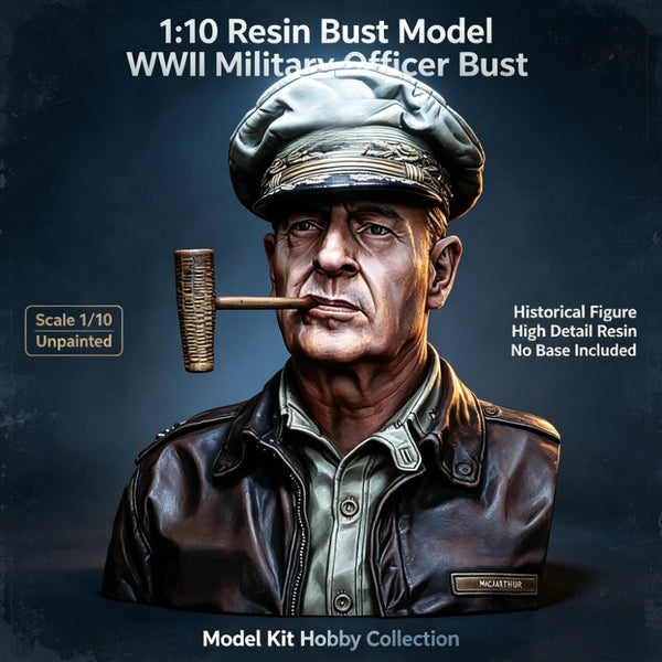 1/10 WWII German Kriegsmarine Officer in Leather Tunic, Resin Model Bust Kit, Unassembled and Unpainted