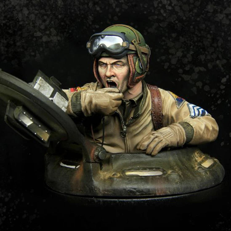 1/9 WWII U.S. Tank Commander, Resin Model Bust Kit, Unassembled and Unpainted