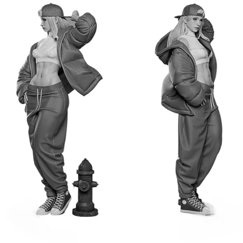 1/24 Modern Hip-Hop Girl, 2 Figures, Resin Model Figure Kit, Unassembled and Unpainted