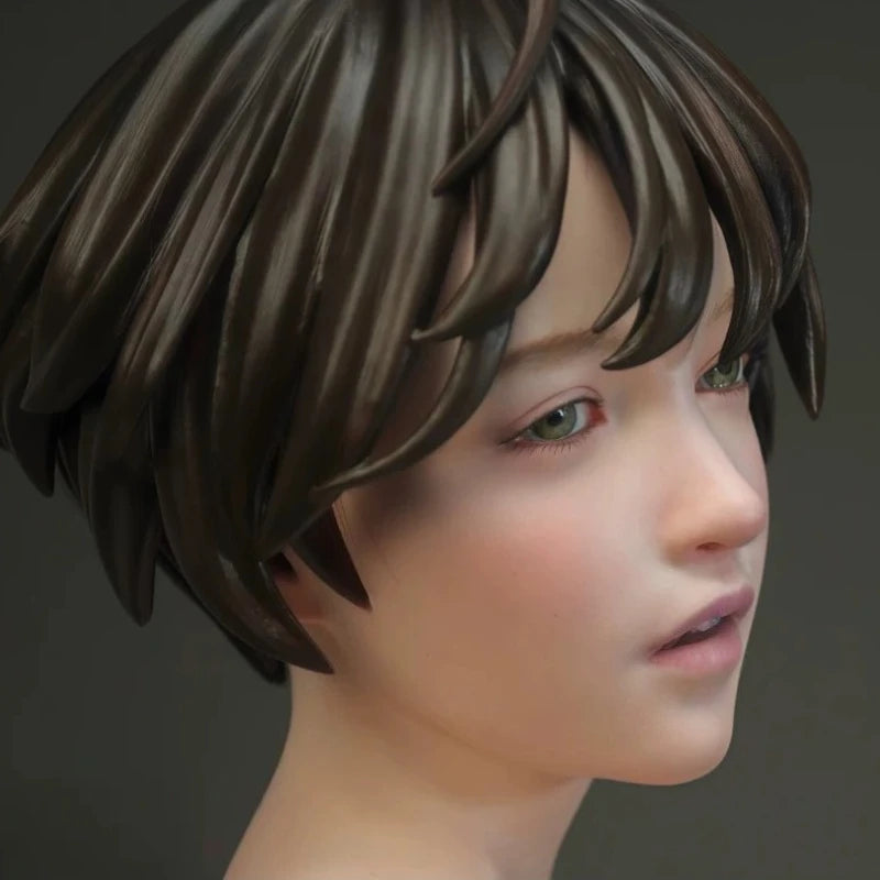 1/6 Asian Female with Interchangeable Hair, Resin Model Bust Kit, Unassembled and Unpainted