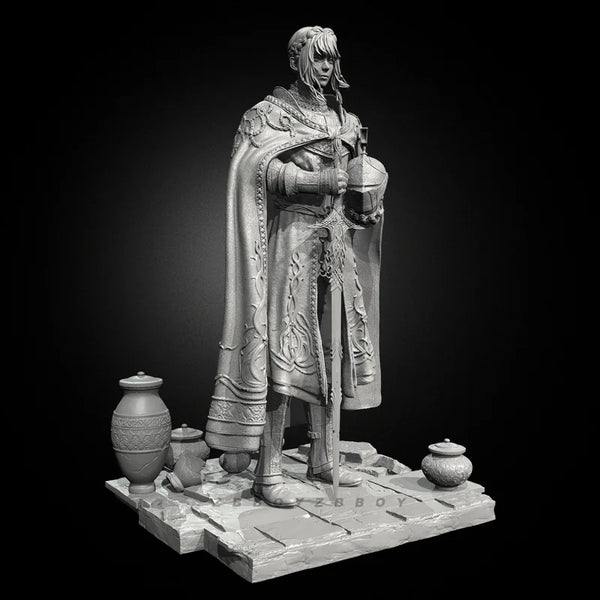75mm Medieval Fantasy Noblewoman with Flowing Cloak, Resin Model Figure Kit, Unassembled and Unpainted