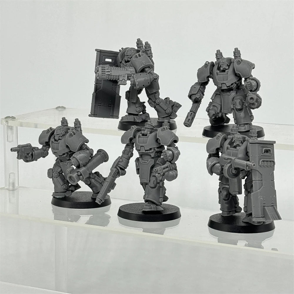 32mm GrimGuard Power Armor Infantry, 18 Figures, Resin Model Figure Kit, Sci-Fi Theme, Unassembled and Unpainted