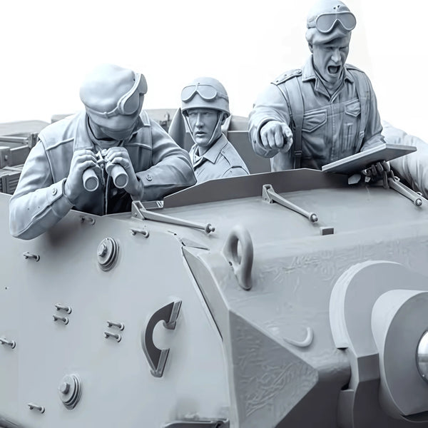 1/16 WWII German Afrika Korps Tank Crew, 4 Figures, Resin Model Figure Kit, Unassembled and Unpainted