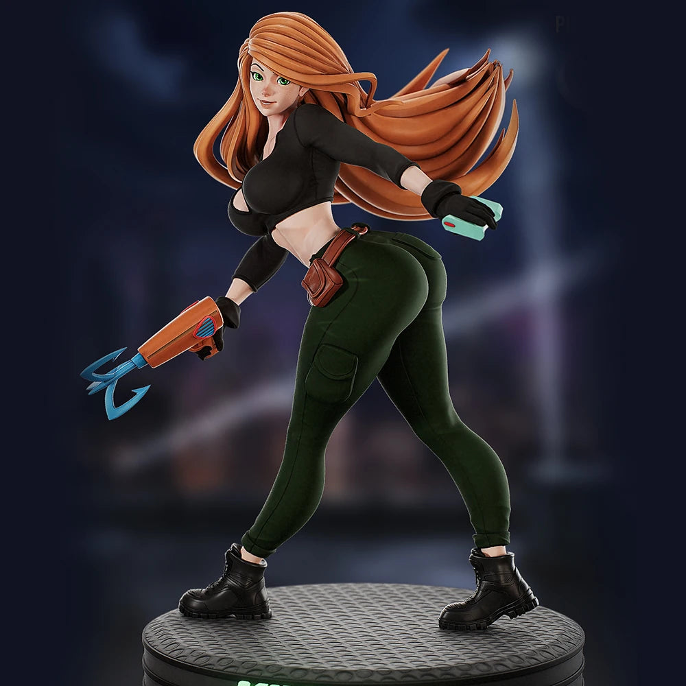 1/24 Female Warrior with Flowing Hair and Ice Axe, Resin Model Figure Kit, Unassembled and Unpainted
