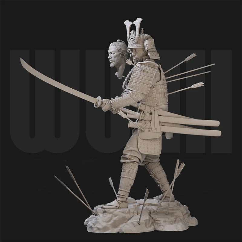 1/24 Medieval Japanese Samurai, 3 Figures, Resin Model Figure Kit, Unassembled and Unpainted