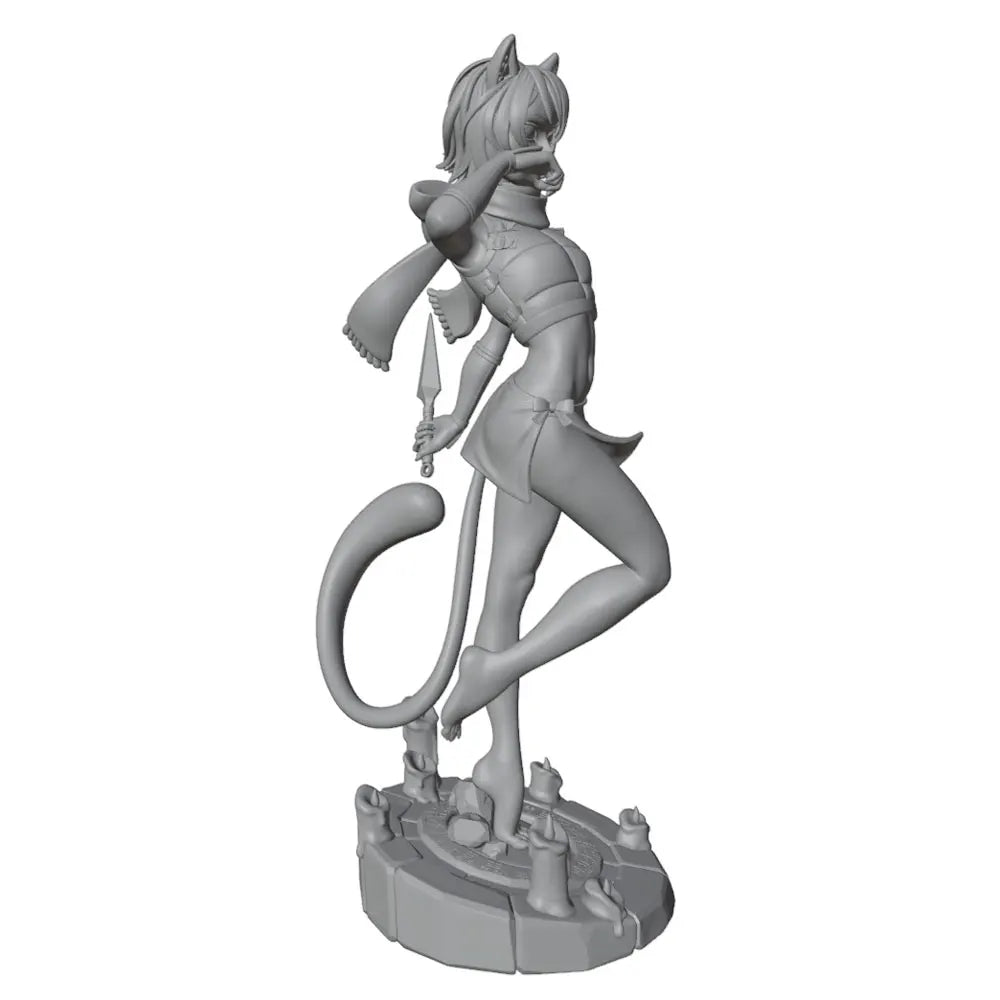 1/24 Female Warrior with Wolf Ears, Resin Model Figure Kit, Anime Theme, Unassembled and Unpainted