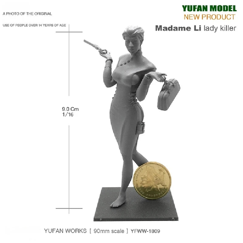 90mm Modern Madame Li, Resin Model Figure Kit, Unassembled and Unpainted