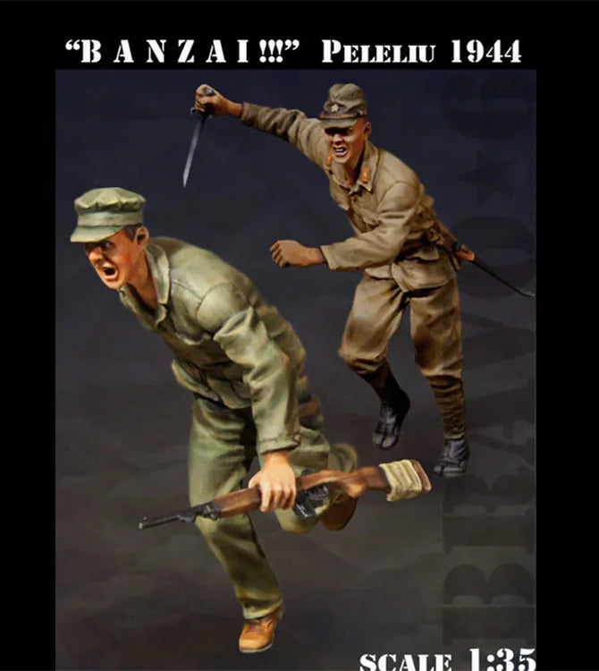 1/35 WWII Japanese Infantry Squad Advancing, 4 Figures, Resin Model Figure Kit, Unassembled and Unpainted