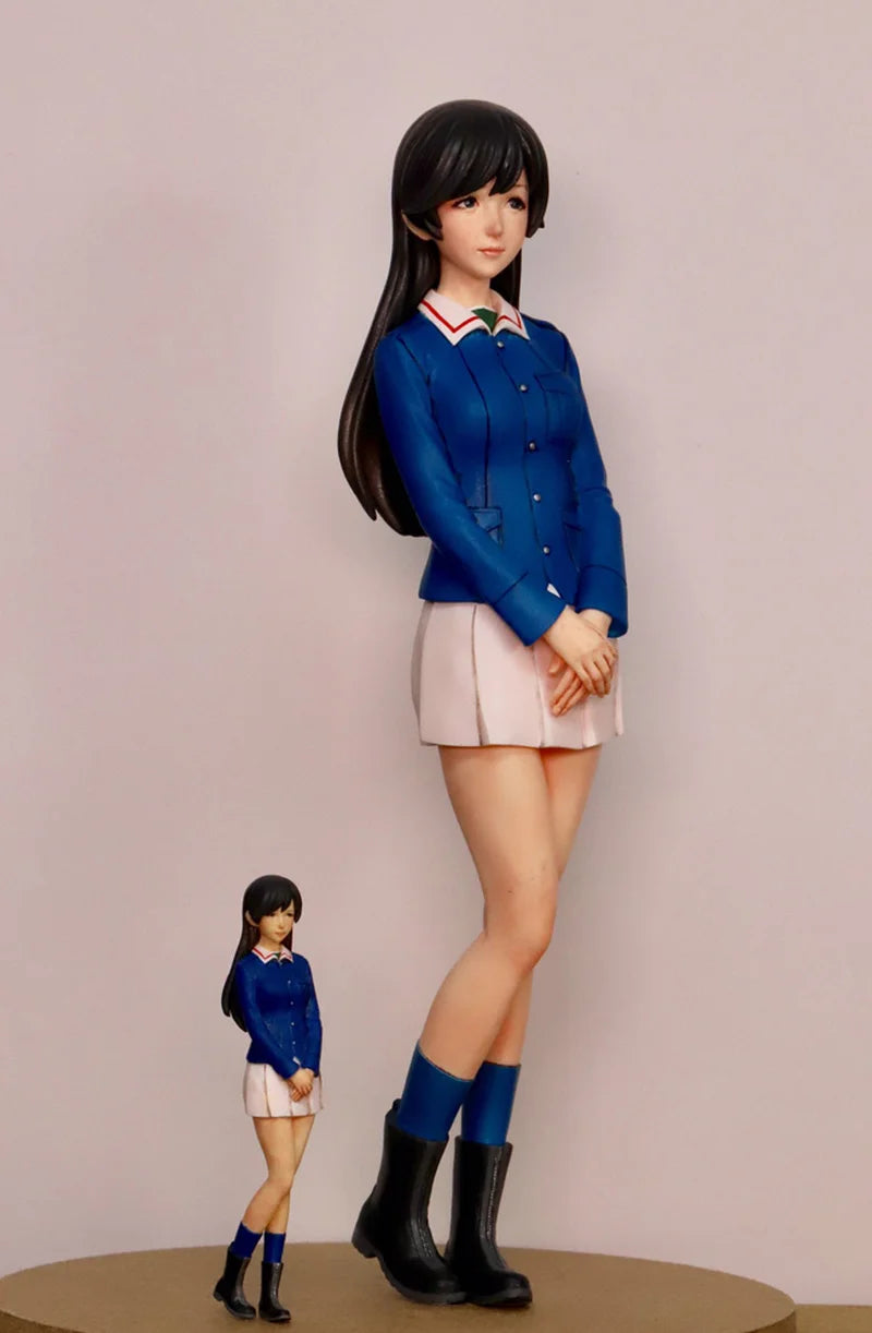 1/12 Long-Haired Anime Schoolgirl in Blue Sailor Uniform, Resin Model Figure Kit, Anime Theme, Unassembled and Unpainted
