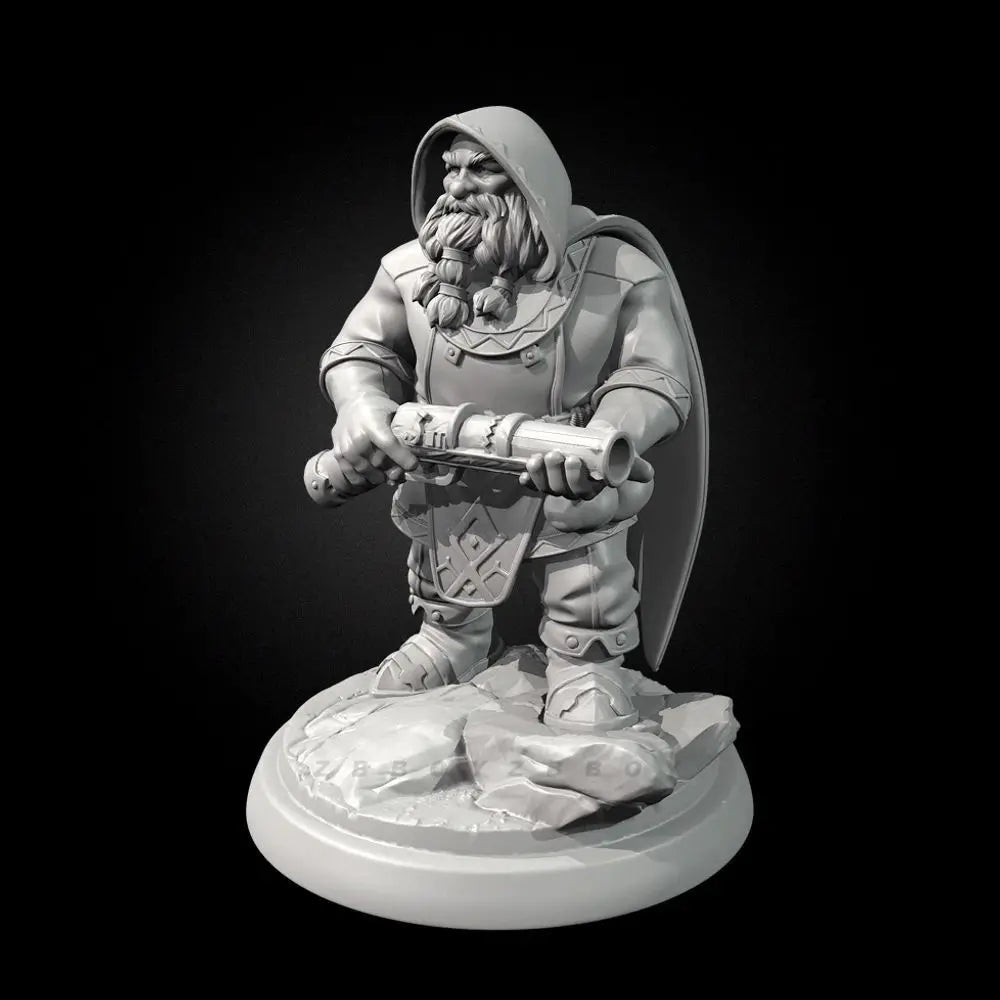 50mm Dwarf Artillerman, Resin Model Figure Kit, Fantasy Theme, Unassembled and Unpainted