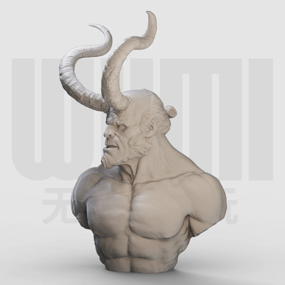 1/16 Hellboy Demon, Resin Model Bust Kit, Fantasy Theme, Unassembled and Unpainted