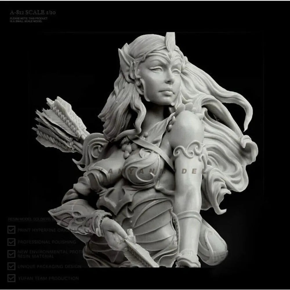 1/16 Elf Archer, Resin Model Bust Kit, Fantasy Theme, Unassembled and Unpainted