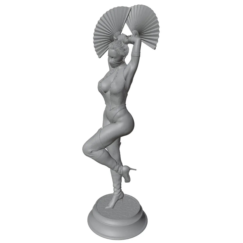1/24 Female with Fan, Resin Model Figure Kit, Unassembled and Unpainted