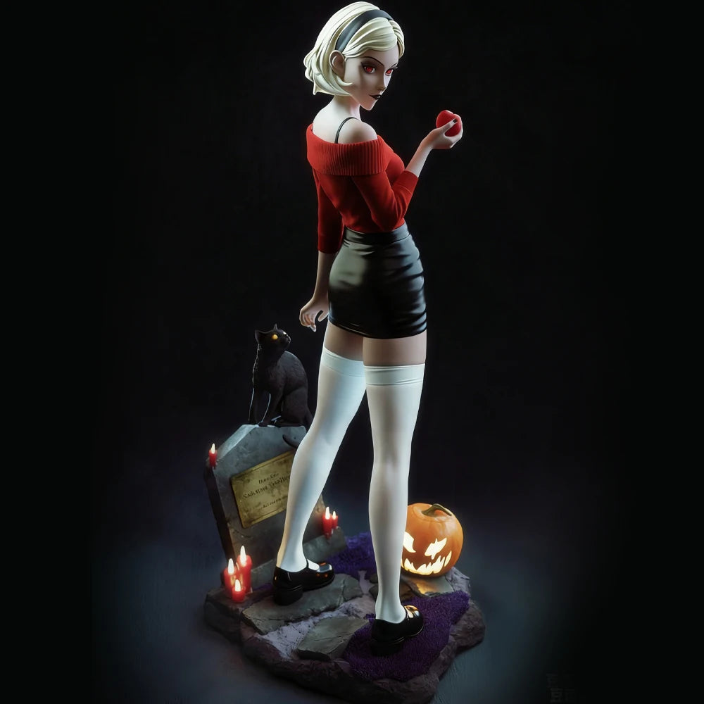 1/24 Witch Girl with Cat and Pumpkins, Resin Model Diorama Kit, Unassembled and Unpainted