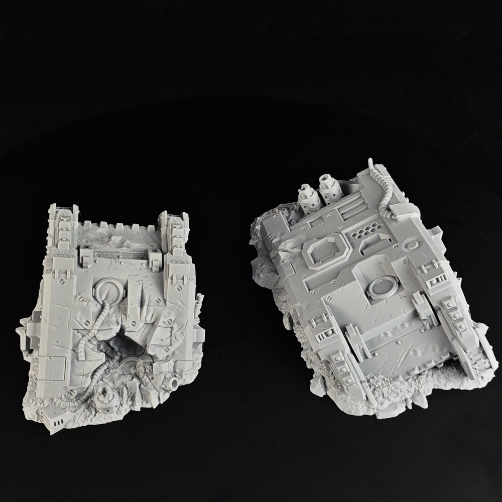 28mm Crashed Sci-Fi Tanks, Resin Model Diorama Kit, Sci-Fi Theme, Unassembled and Unpainted