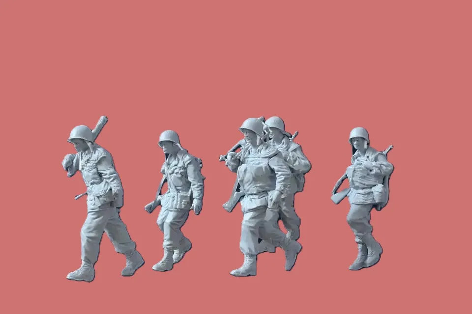 WWI Soldiers, 5 Figures, Resin Model Figure Kit, Unassembled and Unpainted