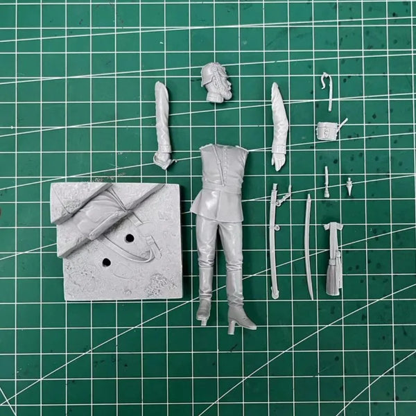 1/24 Napoleonic Prussian Guard Officer with Pickelhaube and Saber, Resin Model Figure Kit, Unassembled and Unpainted